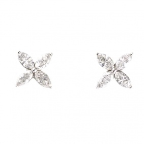 18k White Gold Marquise Cut Diamond Earstuds 1.20ct